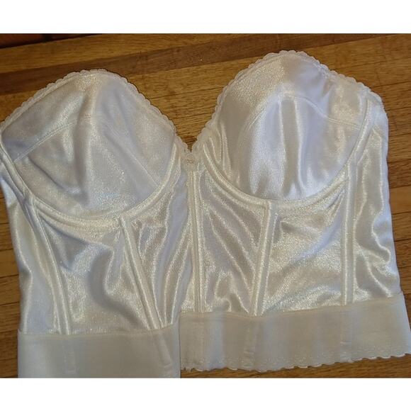 VTG Exclusively Yours Longline Strapless Corset Bra Bustier 38C Low Back White - Picture 3 of 6